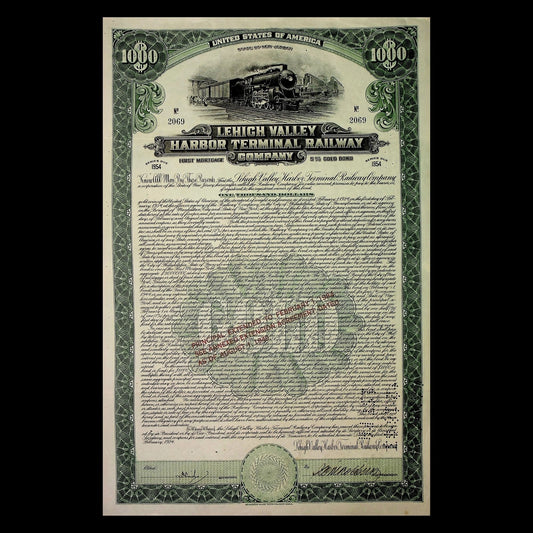Lehigh Valley Harbor Terminal Railway Company Bond from 1924
