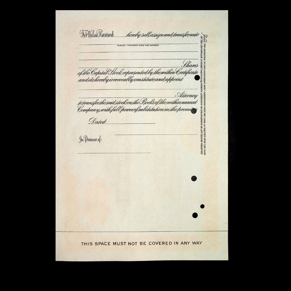 Clinton Trust Company (now Wells Fargo) Unissued Stock Certificate