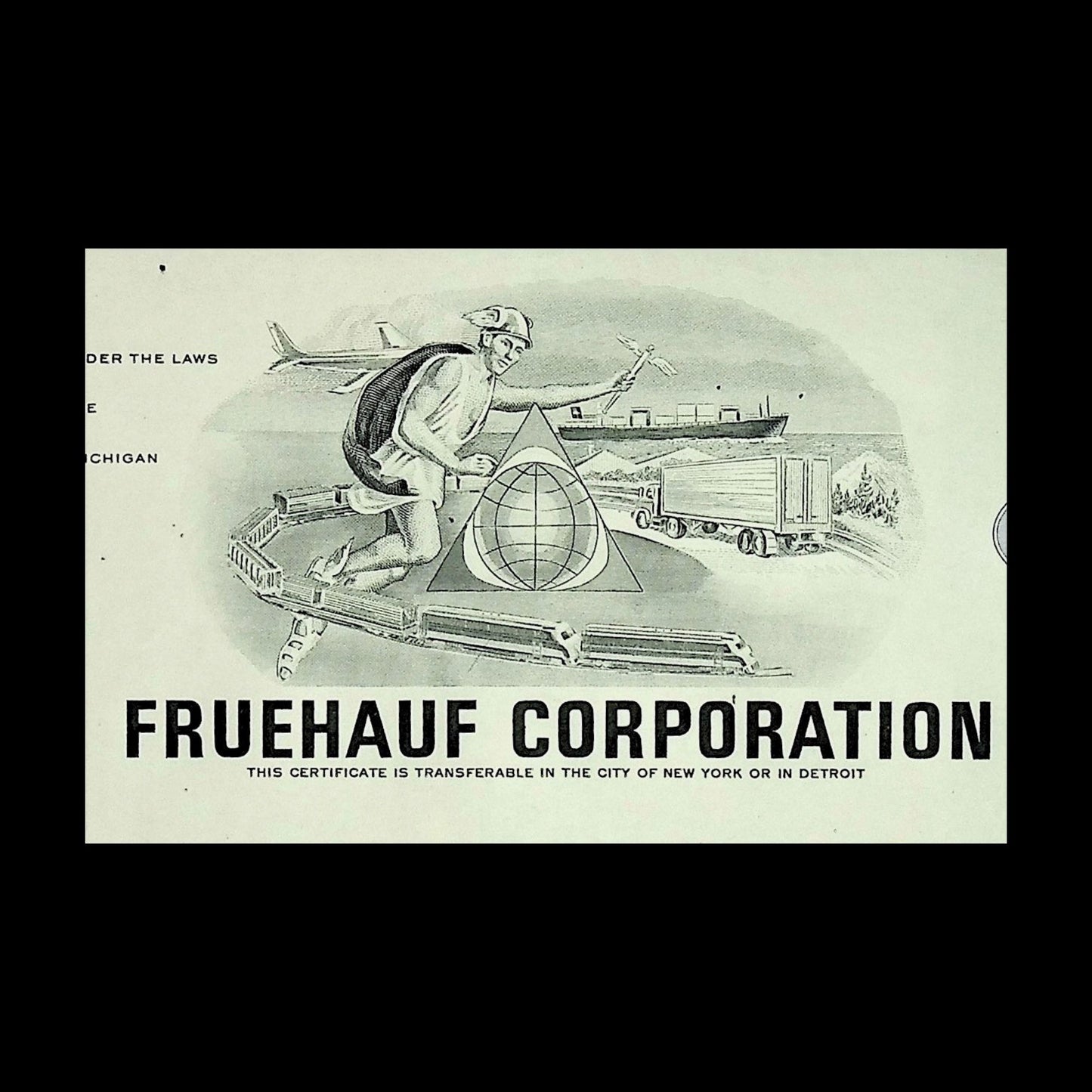 Fruehauf 公司(发明了集装箱和半挂车)股票证书
