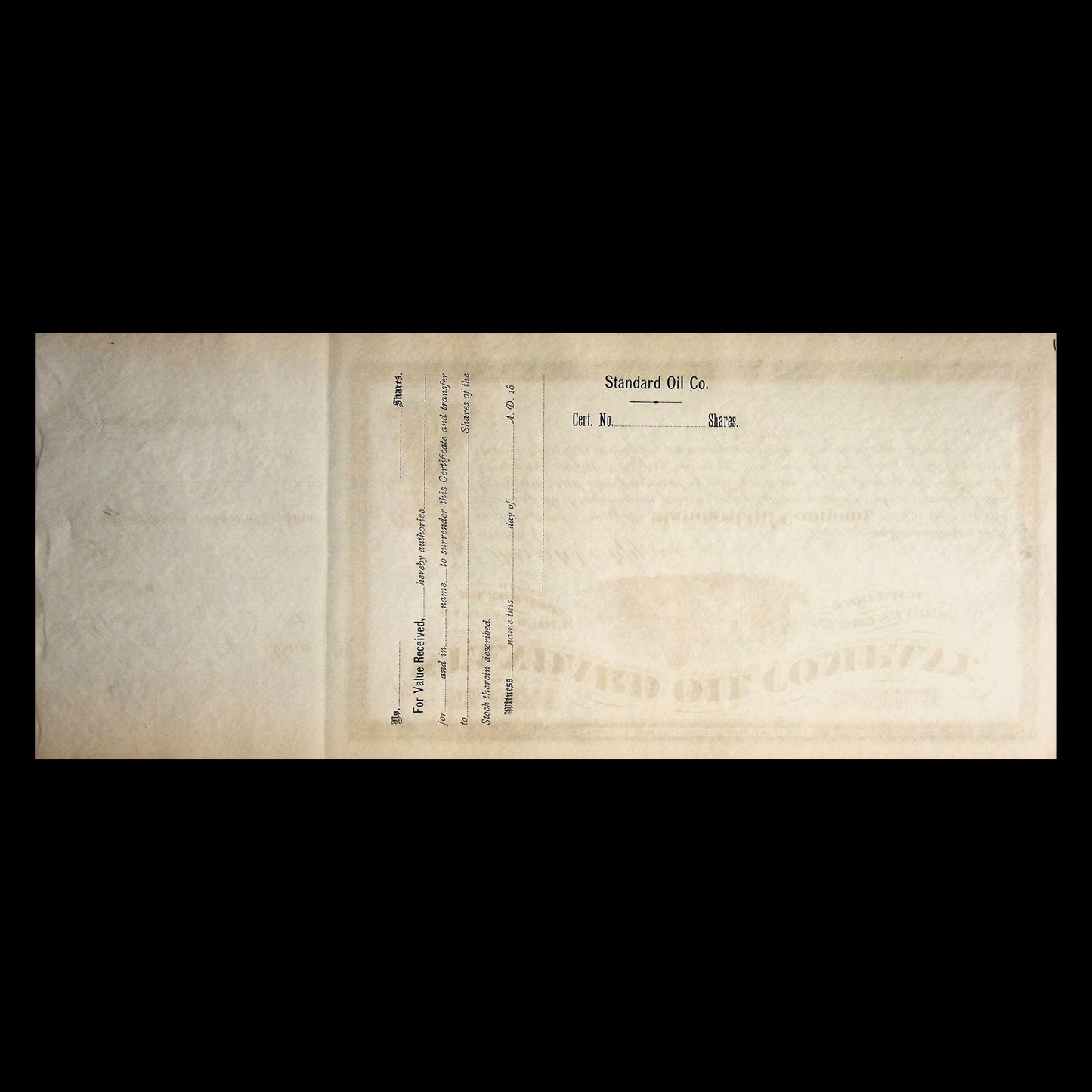 Standard Oil Company Unissued Stock Certificate from 1870s