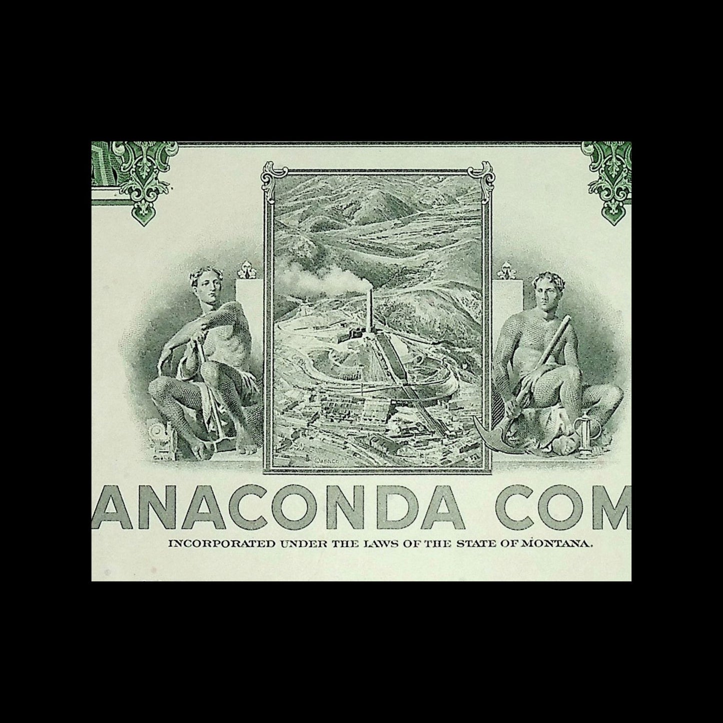 20 世纪 60 年代的 Anaconda 公司(铜矿开采)股票证书