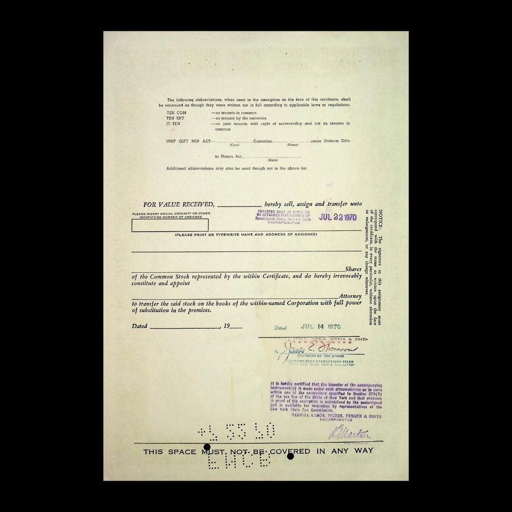 Vogue Instrument Corporation Stock Certificate from 1970s