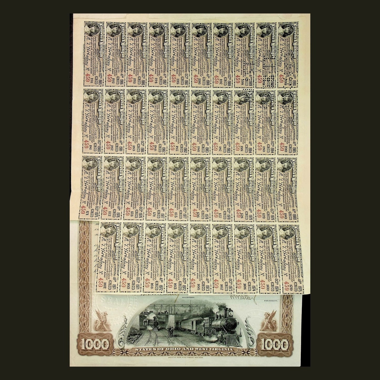 Kanawha & Michigan (West Virginia and Ohio) Railway Company Bond from 1890