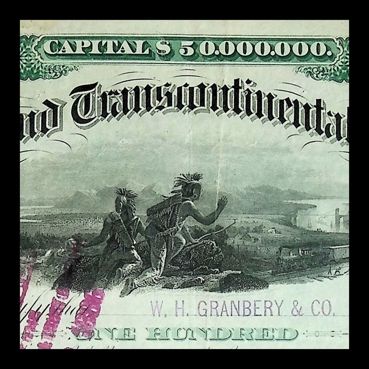 Oregon and Transcontinental Company Stock Certificate from 1886