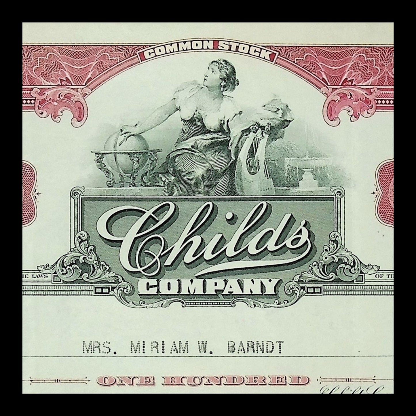 Childs Company Stock Certificate from 1940s