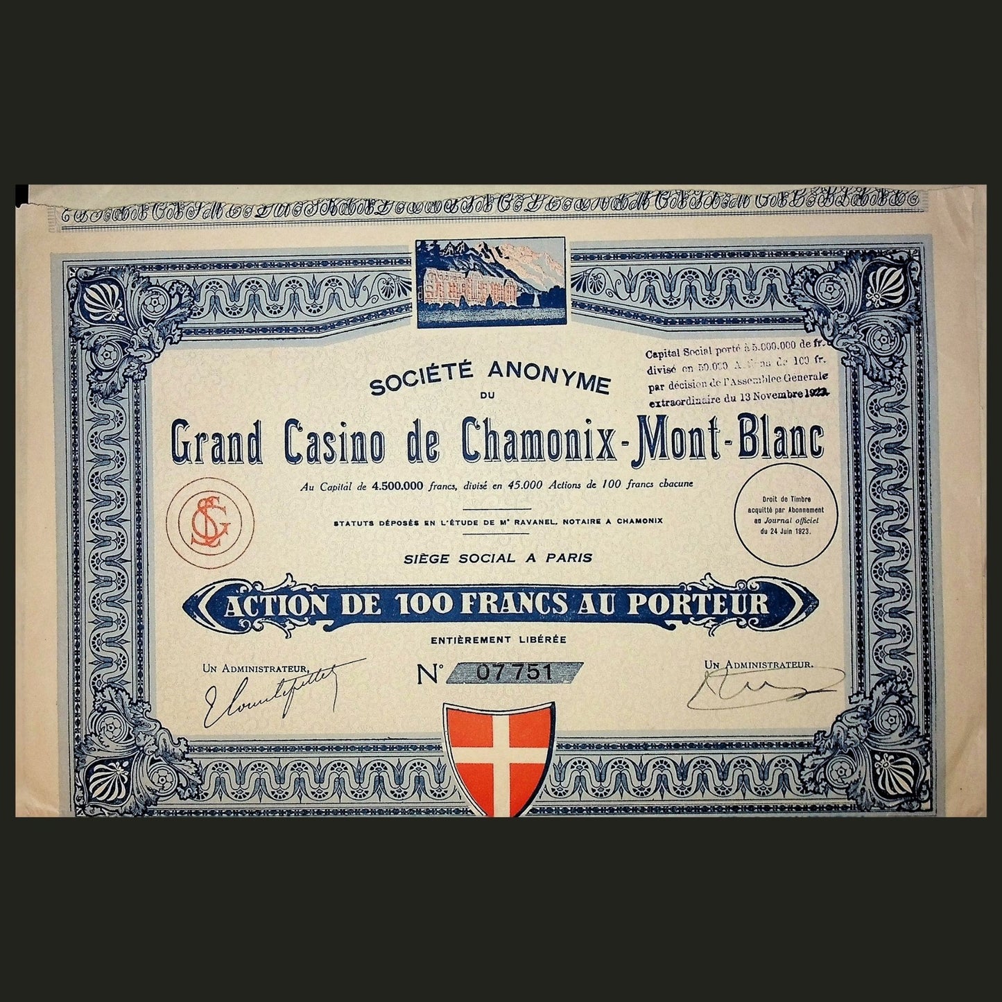 1923 年产的 Chamonix Mount-Blanc 大卡迪翁