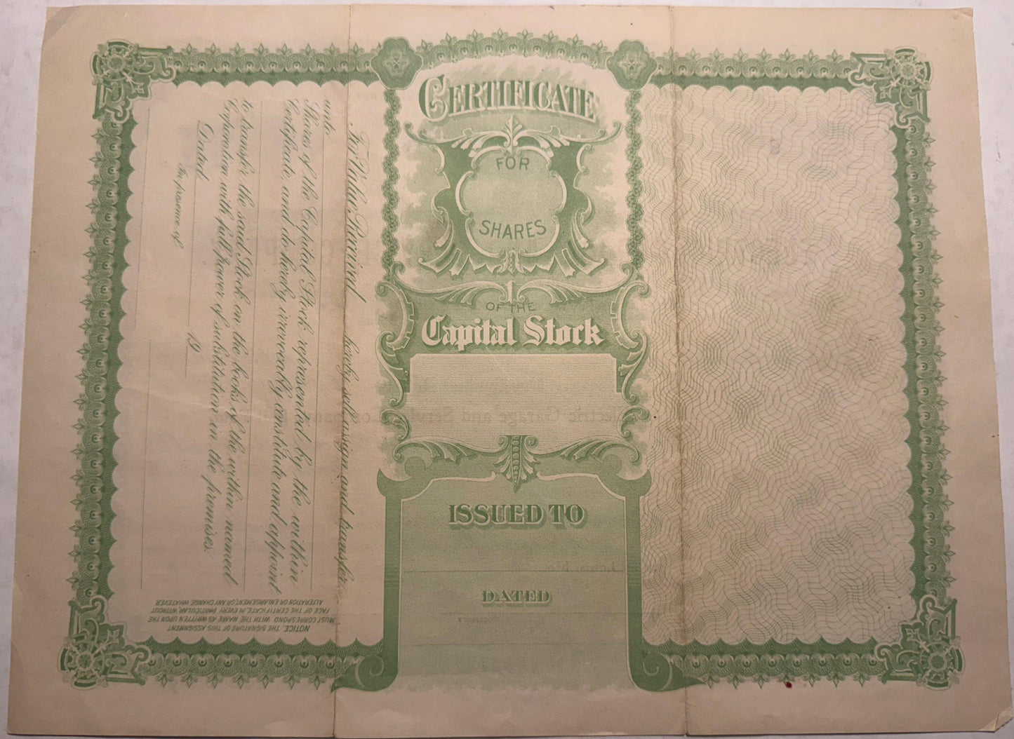 密苏里州圣路易斯电动车库及服务公司股票证书 - 1912 年