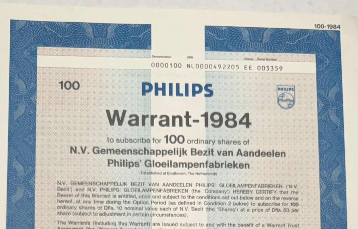 自 1984 年起,飞利浦(医疗保健)德文版保修证书