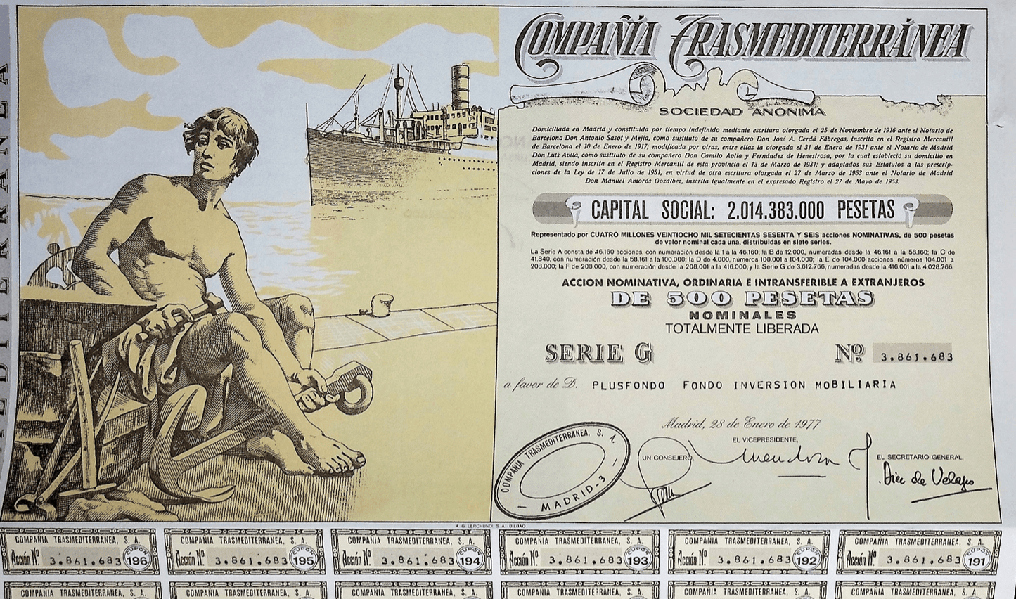 彩色 Compañía Trasmediterranea Bond 1977(西班牙航运)