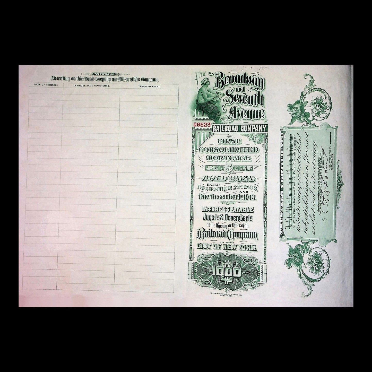 Broadway and Seventh Avenue Railroad Company Bond