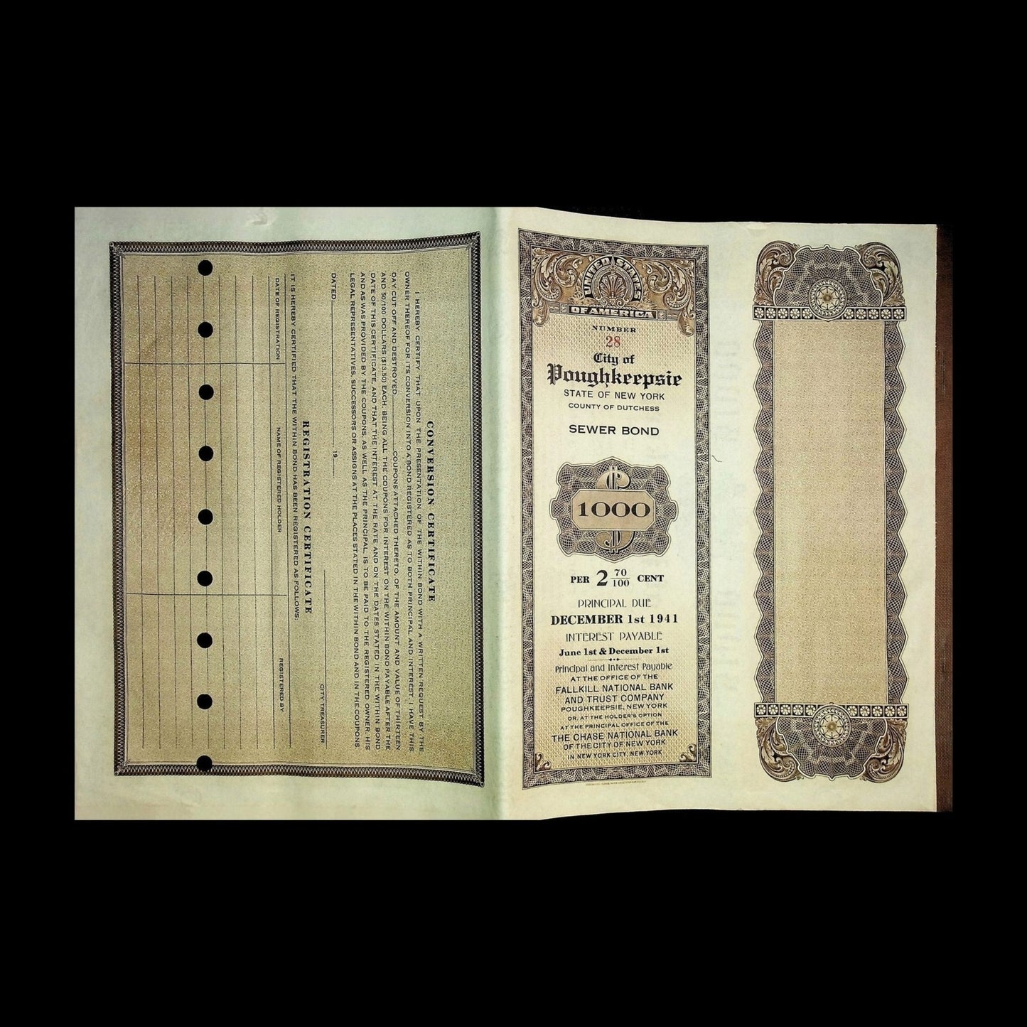 City of Poughkeepsie Bond from 1924