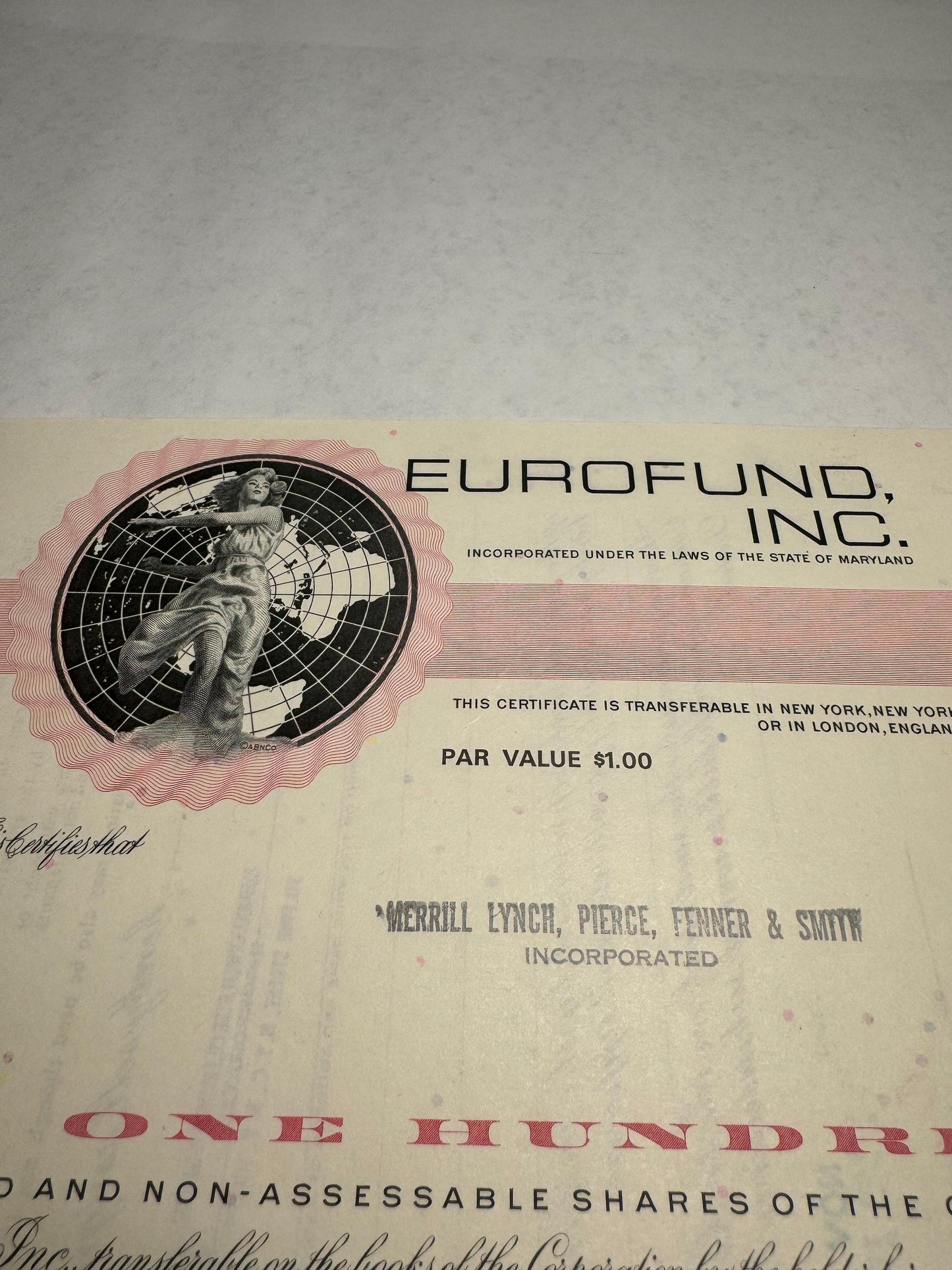 Eurofund Inc Stock Certificate