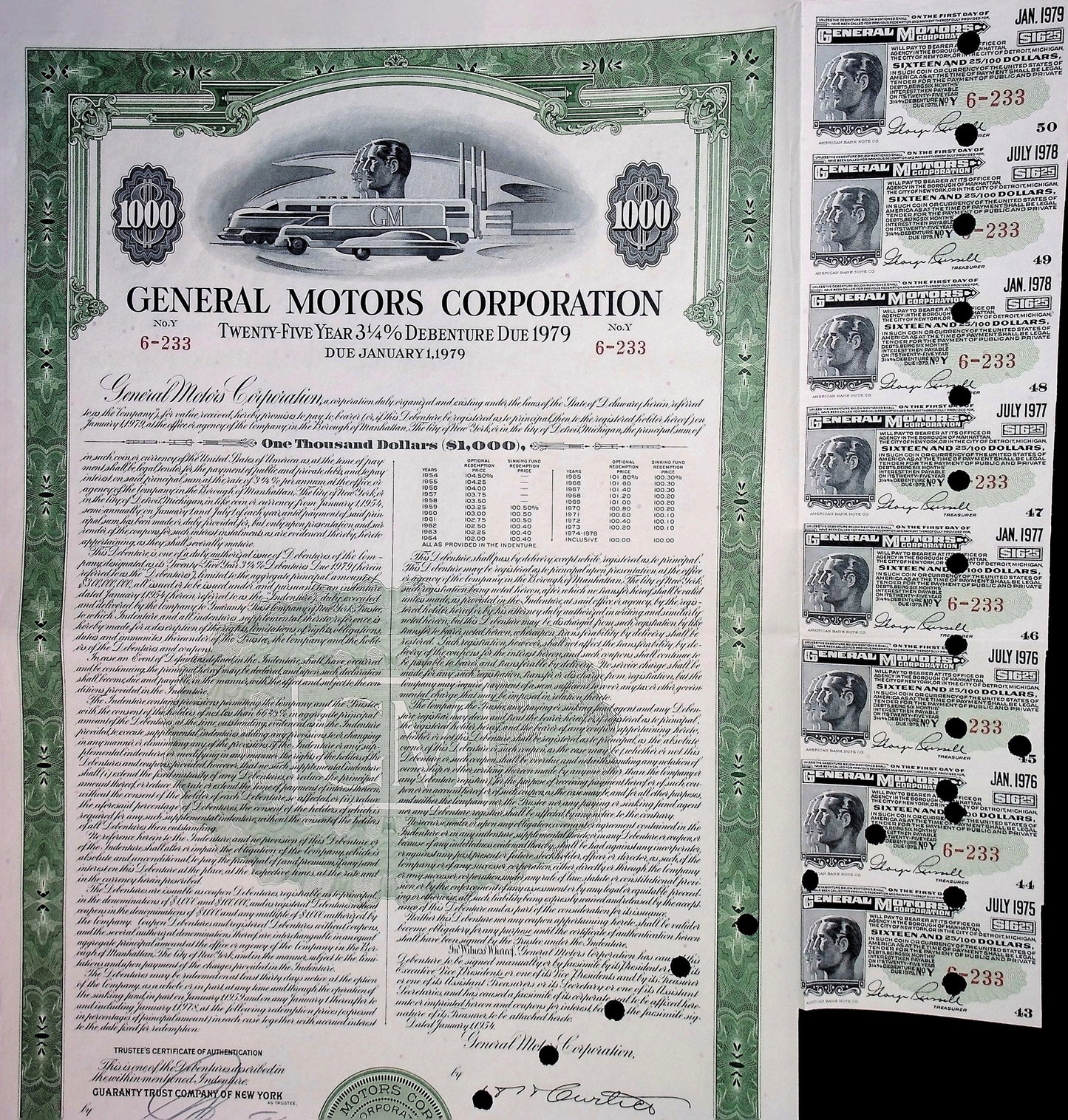1979 年通用汽车公司债券证书