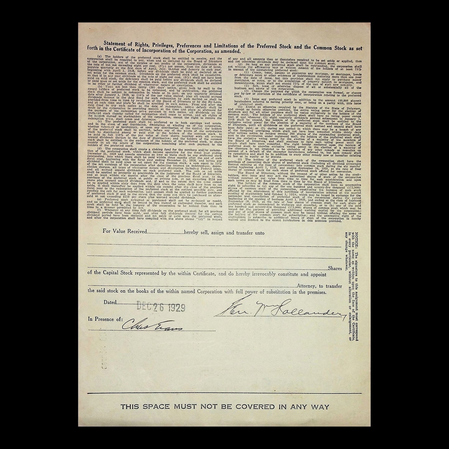 Acoustic Products Company Stock Certificate from 1928