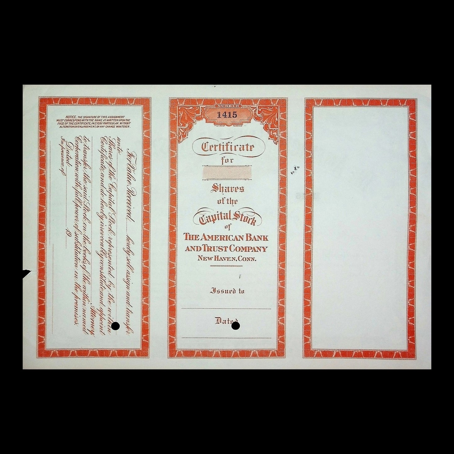 American Bank and Trust Company Stock Certificate