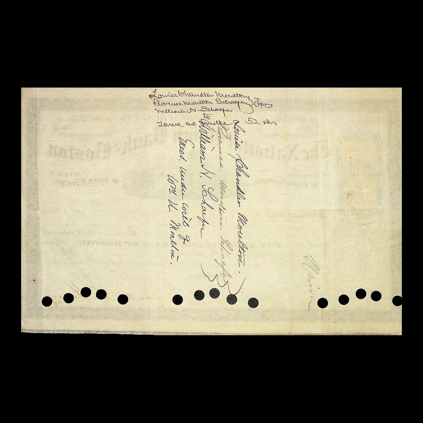 The National Union Bank of Boston Stock Certificate from 1879