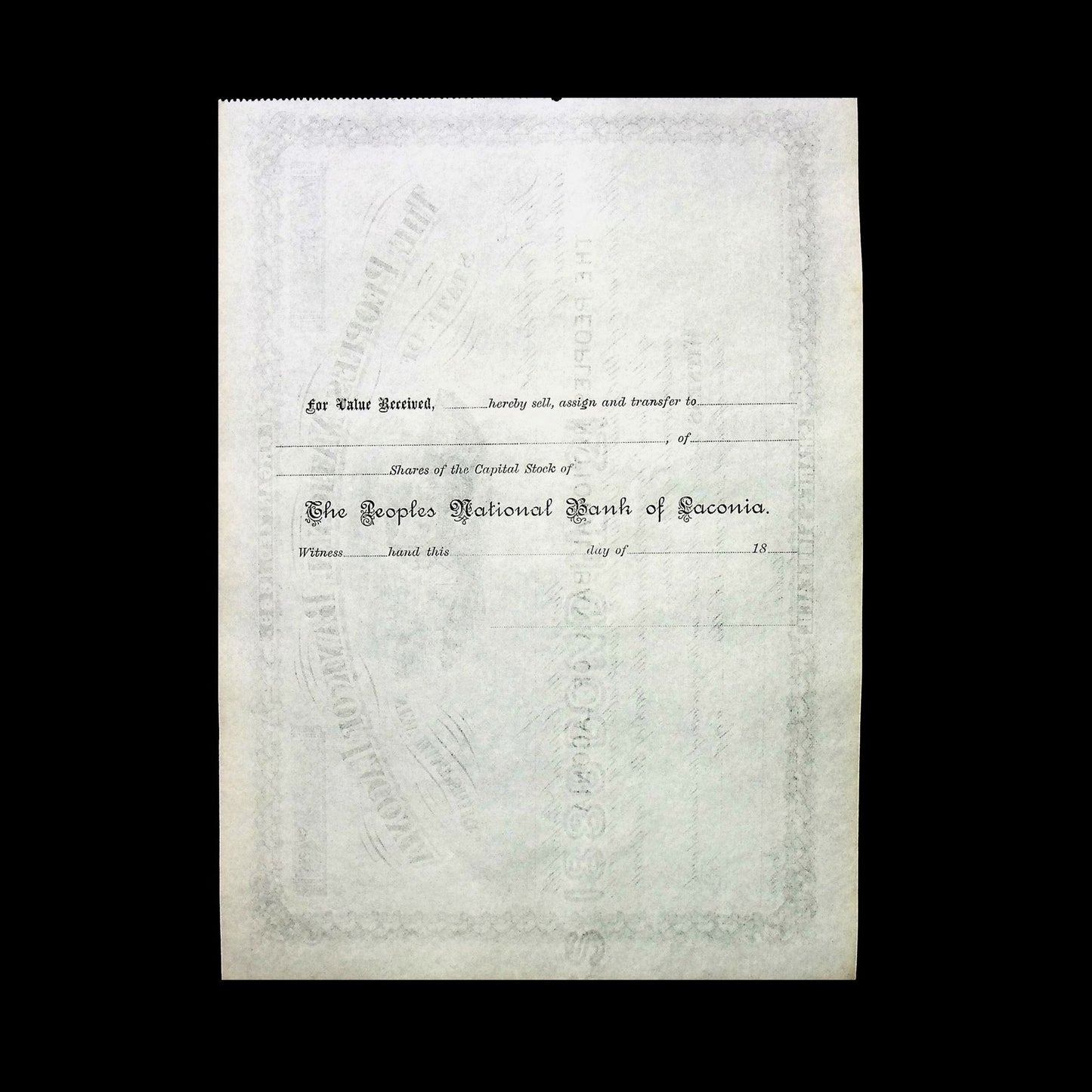 The People's National Bank of Laconia Stock Certificate from 1956