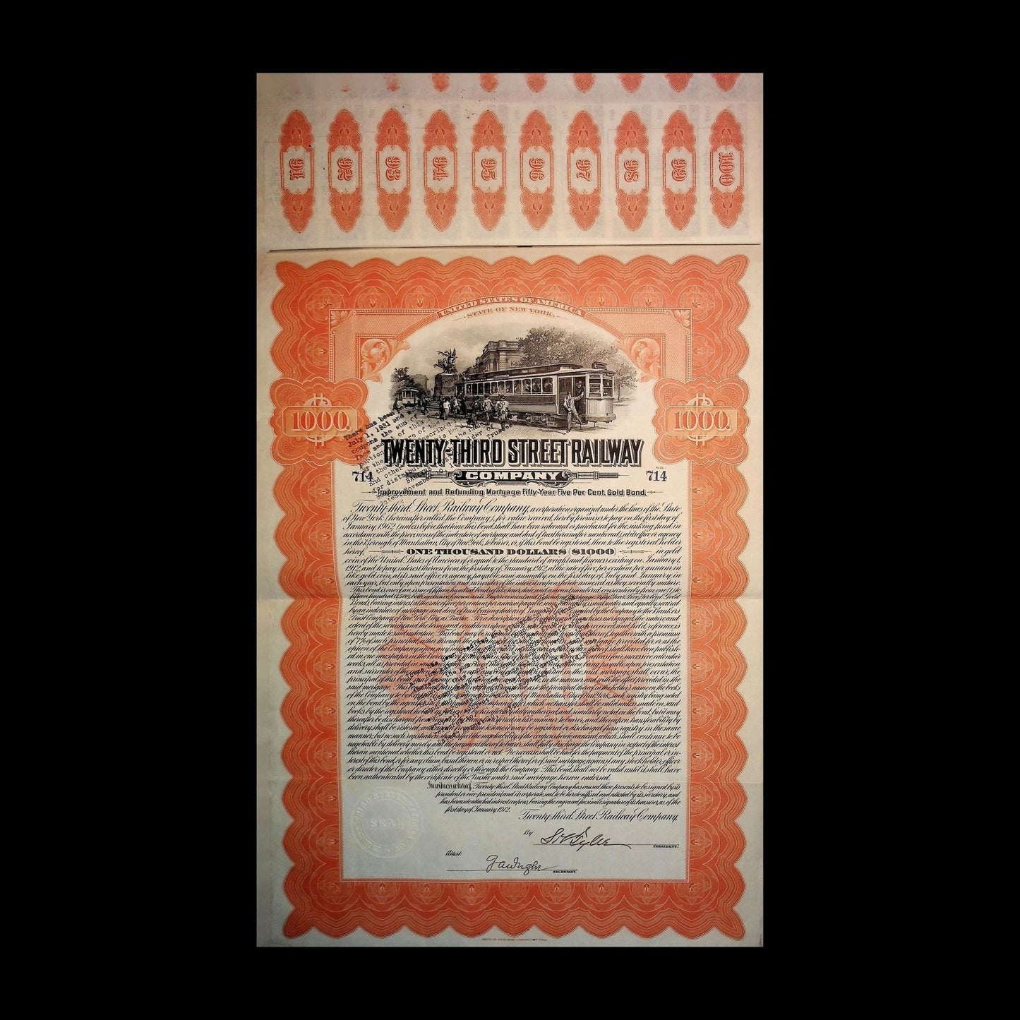 Twenty-Third Street Railway Company Bond from New York