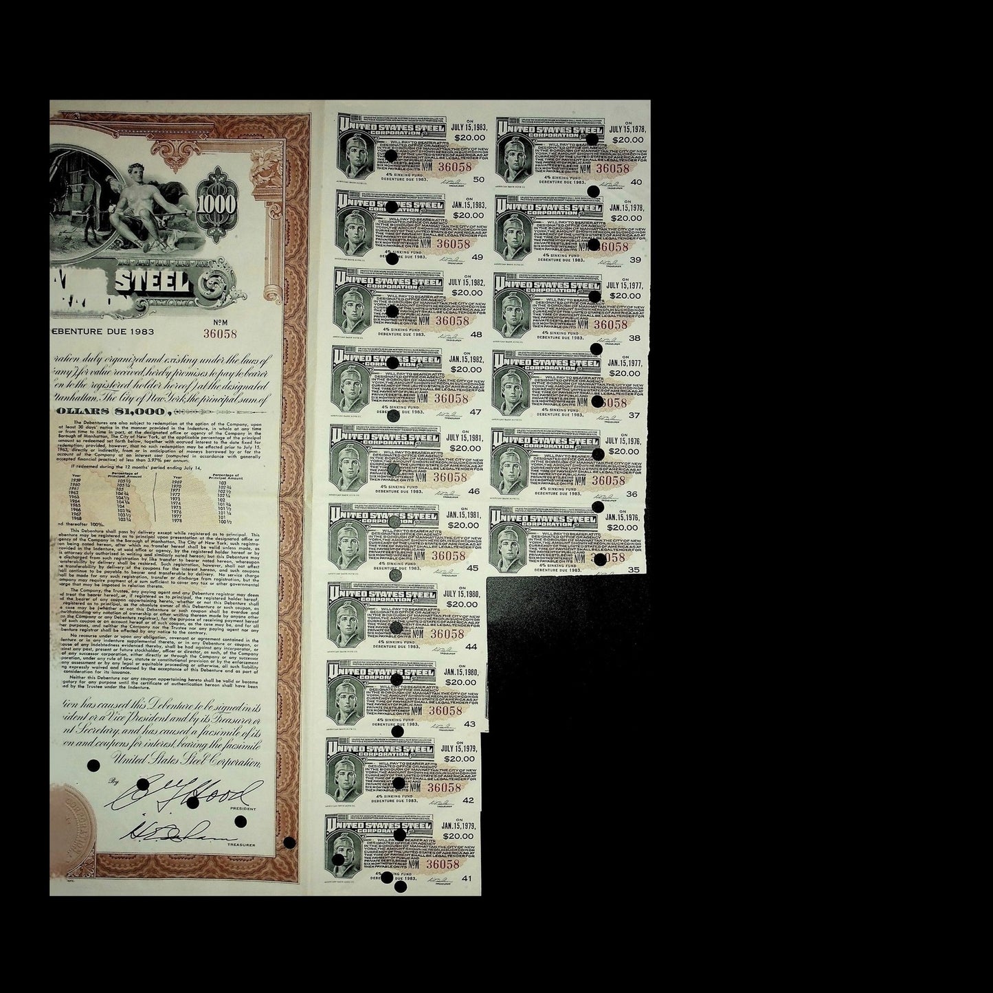 United States Steel Corporation Bond from 1958