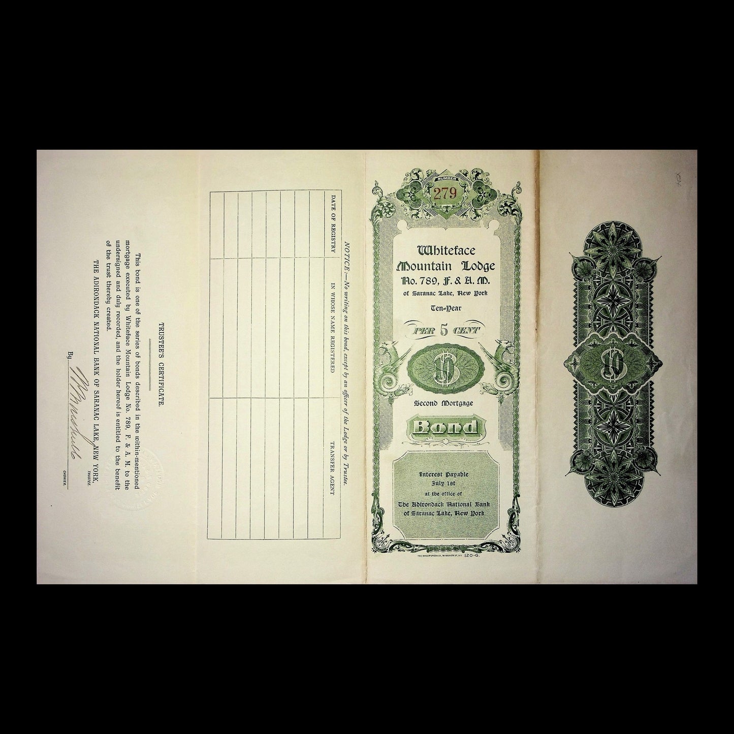 Whiteface Mountain Lodge Bond from Early 1900s