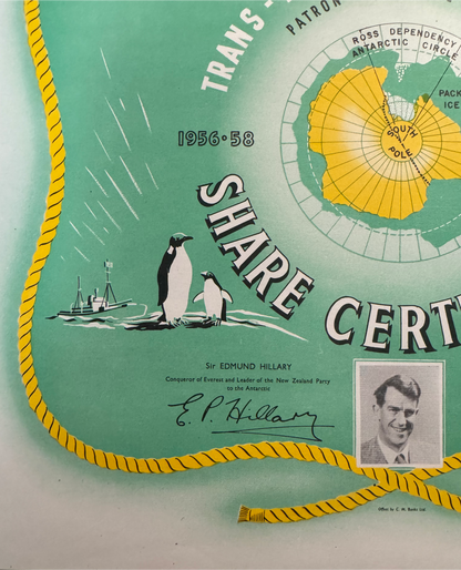 Trans Antarctic Expedition Share Certificate (New Zealand to South Pole)