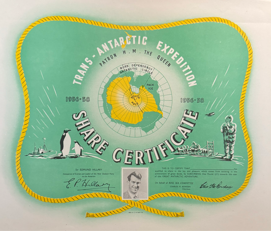 Trans Antarctic Expedition Share Certificate (New Zealand to South Pole)