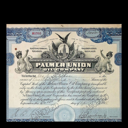 Palmer Union Oil Company Stock Certificate from 1912 now CocaCola