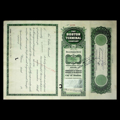 The Boston Terminal Company Bond Certificate from 1897