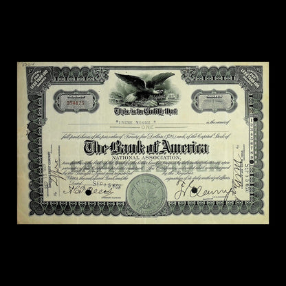 Bank of America Stock Certificate from 1928
