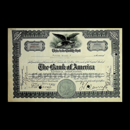 Bank of America Stock Certificate from 1928