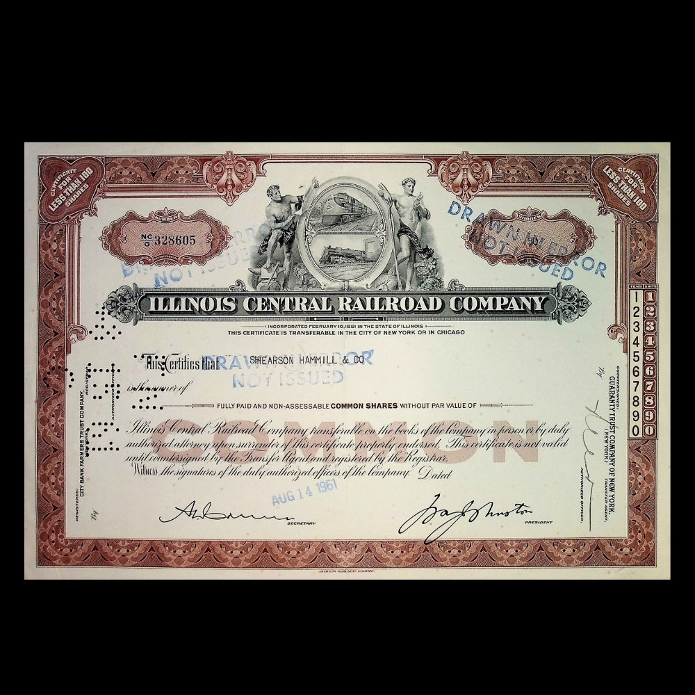 Illinois Central Railroad Stock from 1961