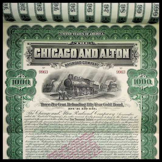 The Chicago and Alton Railroad Company Gold Bond from 1899 for $1,000