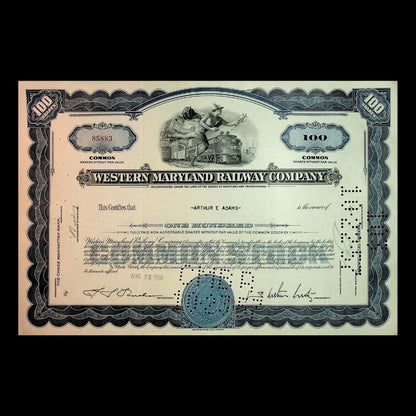 Western Maryland Railway Company Stock Certificate from 1950s
