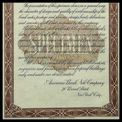 American Bank Note $20 Specimen Printer Note
