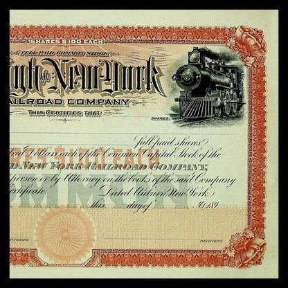 Lehigh and New York Railroad Company Unissued Stock Certificate 1890s