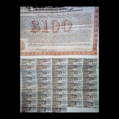 Poughkeepsie, Hartford & Boston Railroad Bond from 1875 (Uncanceled)