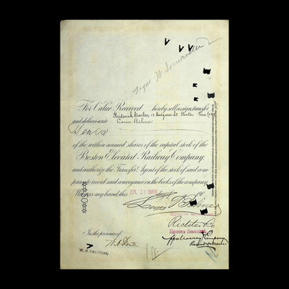Boston Elevated Railway Company Stock Certificate from early 1900s