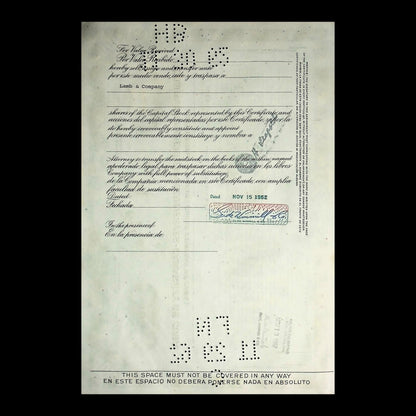 Compania Azucarera Vertientes- Camaguey De Cuba (Cuban Sugar) Stock Certificate 1960s