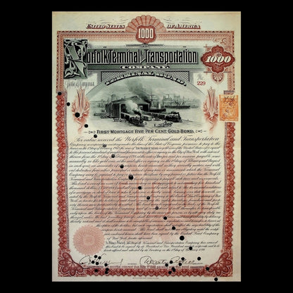 Norfolk Terminal & Transportation Company (Virginia) Gold Bond from 1898