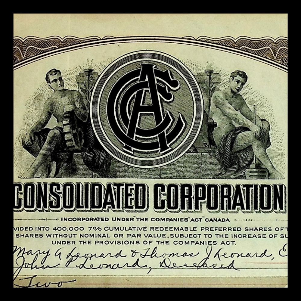 Algoma Consolidated Corp (Ontario Canada) Stock Certificate from 1930s