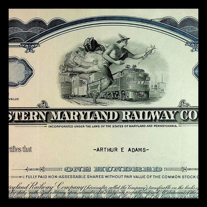 Western Maryland Railway Company Stock Certificate from 1950s