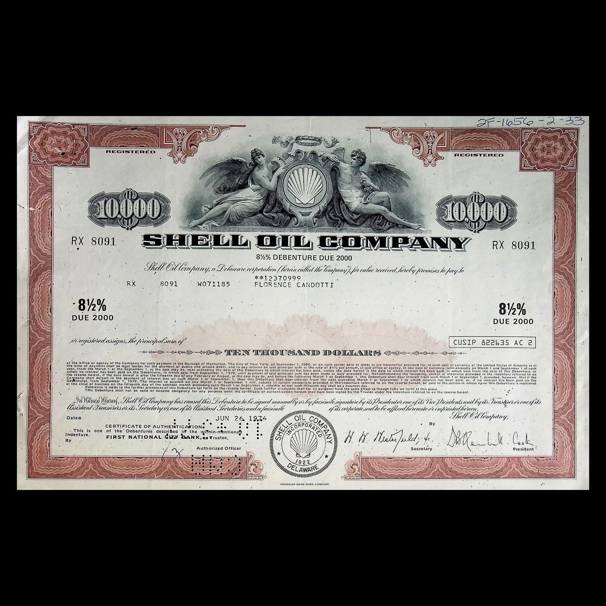 Shell Oil Paperwork Shell Oil Bond Certificate from 1970s – Ticker History