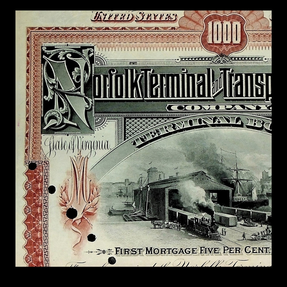 Norfolk Terminal & Transportation Company (Virginia) Gold Bond from 1898