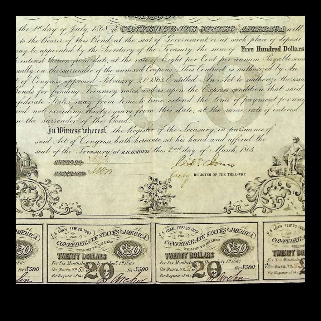 Confederate States of America — $500 Bond (1863)