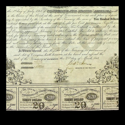 Confederate States of America — $500 Bond (1863)