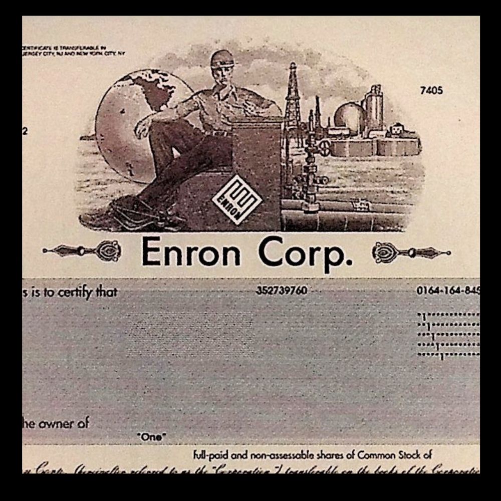 Enron Stock Certificate Replica Postcard Blank 4x6