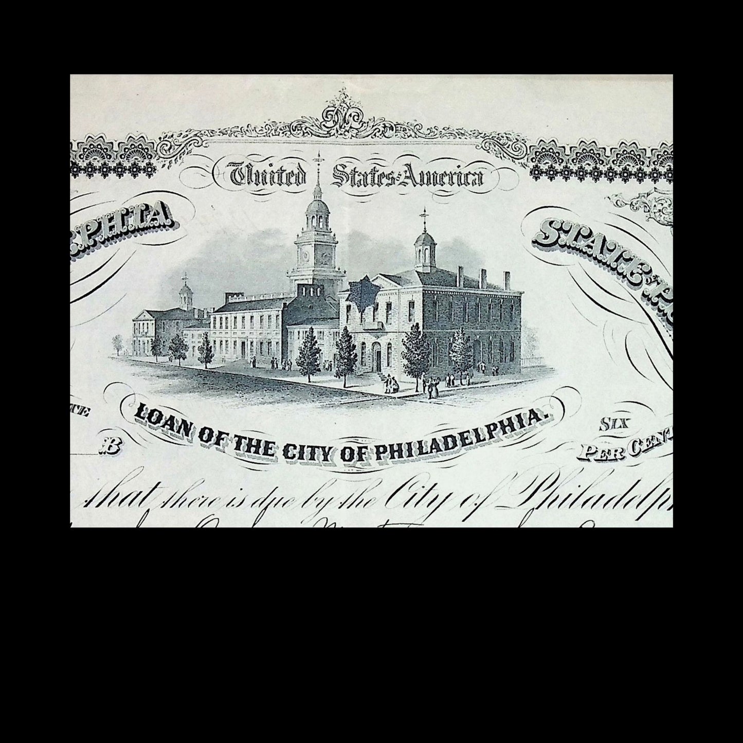 City of Philadelphia Bond Certificate from 1899 (with 10 vignettes!)