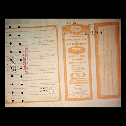 City and County of San Francisco California Bonds from 1930s to 1970s