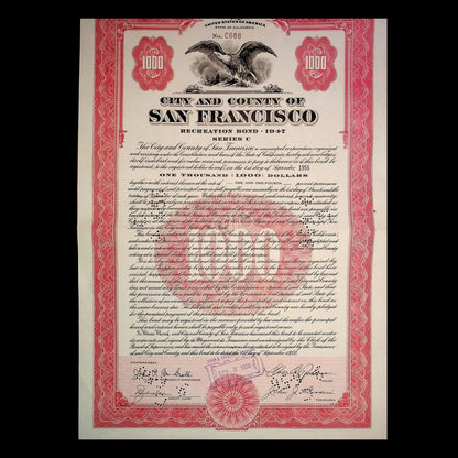 City and County of San Francisco California Bonds from 1930s to 1970s