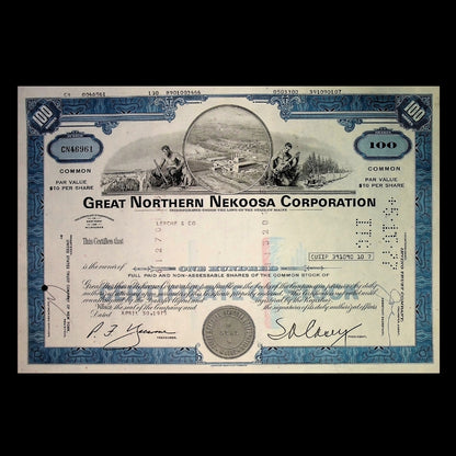 大北方 Nekoosa（现为 Georgia-Pacific）公司股票证书